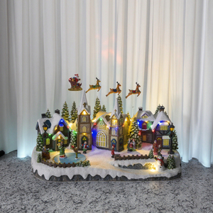 Factory Direct <strong>Christmas</strong> Village <strong>Artwork</strong> with LED Light Moving Reindeer Sleigh Handicraft Resin for Shopping Mall Custom Size - Product Image 6