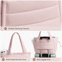 Sac fourre-tout matelassé rose de luxe personnalisé avec logo, grande capacité, multi-poches, fonctionnel, pour maman