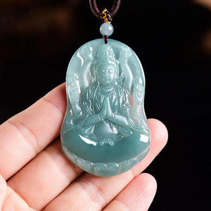 หยกธรรมชาติหยกน้ำสีฟ้าจี้พระโพธิสัตว์พันมือ ของขวัญสำหรับทุกเพศ พร้อมใบรับรองการประเมิน GY77 - Product Image 3