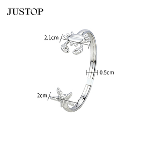 JUSTOP Rhodium Plated Cuff <b>Bracelet</b> <b>Crystal</b> Inlay 0.5cm Width Unisex Classic Fashion Jewelry - Product Image 2