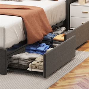 Nuovo <span class=keywords><strong>Letto</strong></span> <span class=keywords><strong>Matrimoniale</strong></span> Moderno in <span class=keywords><strong>Legno</strong></span> 2025 Struttura <span class=keywords><strong>Letto</strong></span> in <span class=keywords><strong>Legno</strong></span> Design Semplice con Cassetto Contenitore e Testiera - Product Image 4