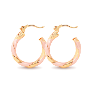 Orecchini a Cerchio Placcati in Oro Rosa per Donne, Design Classico Intrecciato in Lega di Zinco, Gioielli alla Moda in Stile Multicolore - Product Image 1