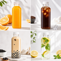 Bouteille jetable carrée biodégradable en PLA de qualité alimentaire de 480 ml pour jus, lait, thé, champagne, bière et emballage de boissons froides – Vente en gros