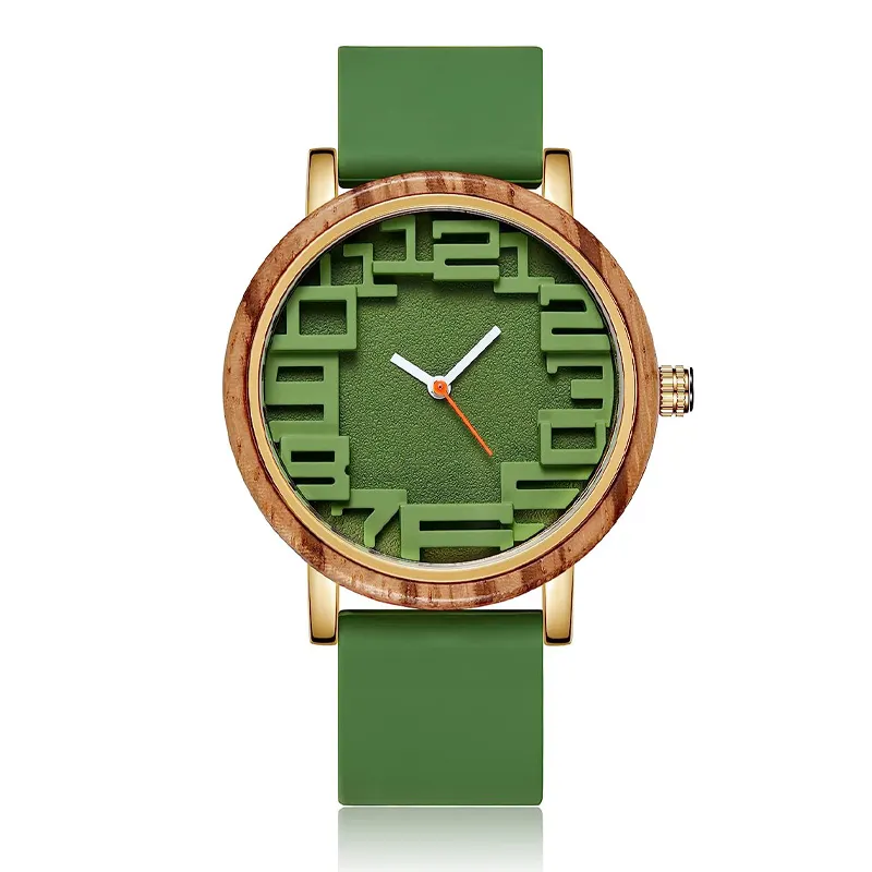 남자 나무 시계 아날로그 석영 실리콘 스트랩 스포츠 캐주얼 시계 대나무 생일 자연 맞춤형 미니멀리스트 시계