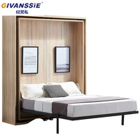 Lit mural moderne rotatif et pliable avec panneau de rangement invisible pour petit appartement, bureau ou salon - Conception gain de place