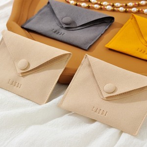 <b>Envelope</b> Jewelry Microfiber Custom Gold Debossed Logo Colorful Jewelry Packaging Pouches Necklace Ring Jewelry <b>Gift</b> Bag - Product Image 1