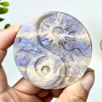 Vente en gros de sculptures artisanales de lune et de soleil en pierre de lune et obsidienne dorée et argentée de haute qualité, 6 cm, pour le Feng Shui et le Yin et Yang