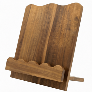 Magnifique support de livre de cuisine moderne en bois massif d'acacia, support de livre festonné pour comptoirs de cuisine, idéal pour ranger les livres de cuisine - Product Image 1