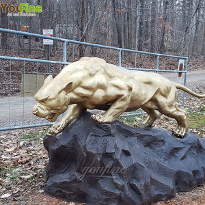 동물원 입구 추상 실물 크기 동상 청동 표범 예술 조각 - Product Image 3