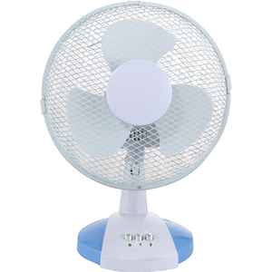 Ventilador de Mesa Eléctrico de 9 Pulgadas con Enfriamiento por Aire, Control Mecánico, <span class=keywords><strong>2</strong></span> Velocidades, Plástico, 3 Aspas, Oscilación, Ángulo de Inclinación, Azul y Blanco - Product Image 2