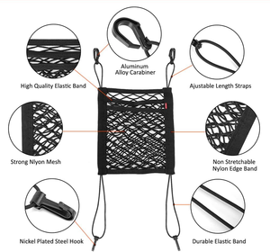 सुरक्षा नेट और कार्गो स्टोरेज बैग के साथ 3-लेयर कार सीट आयोजक सुरक्षा नेट और कार्गो स्टोरेज बैग के साथ कुत्ते को अलग करना - Product Image 2