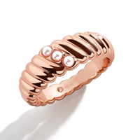 Anillo Sello Unisex Chapado en Oro con Diseño de Cúpula Trenzada y Perla