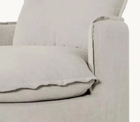 Fauteuil rond en lin style Wabi-sabi, entièrement démontable, en bois, tissu vintage lavé, pour balcon, chaise paresseuse individuelle, personnalisable pour l'extérieur