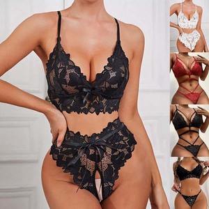 Ensembles de culottes en dentelle de luxe ultra minces d'approvisionnement d'usine ensembles de culottes avec <span class=keywords><strong>sexe</strong></span> transparent froncé - Product Image 2