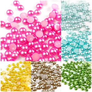 Wholesale 3mm 4mm 5mm 6mm 8mm 10mm Colorful Flatback Pearl Beads Loose Plastic Half Round Pearls For DIY Decoration