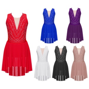 Costume de danse contemporaine 6-16 ans vêtements de danse enfants filles strass patinage artistique Performance porter robe de danse latine - Product Image 1