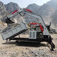 Dumper chenillé diesel 50 CV avec bras de pelle et composants essentiels du moteur