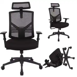 Kursi kantor ergonomis, sandaran tangan jala dapat diatur dengan penyangga pinggang