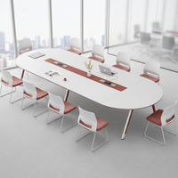 Table de conférence ovale avec chaises, combinaison moderne en mélamine, minimalisme contemporain, sans peinture, avec bordure entièrement automatique pour réunions