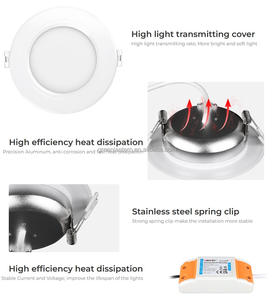 6W RGB + CCT lampu LED bawah, 6W 90mm 95mm potongan Led 2.4G aluminium PC penutup FUT068 600LM RGB CCT langit-langit bulat lampu Led Downlight - Product Image 2
