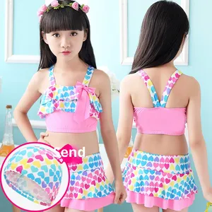 Costume <span class=keywords><strong>da</strong></span> <span class=keywords><strong>bagno</strong></span> floreale intero <span class=keywords><strong>da</strong></span> ragazza carino con Logo anteriore per lezioni di nuoto per bambini Set Bikini per bambini - Product Image 1
