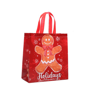 <b>Christmas</b> Non Woven Printed <b>Gift</b> <b>Bags</b> Laminated 3D Foldable Tote <b>Bags</b> For Holiday Shopping And Present Giving - Product Image 5