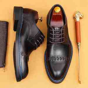 Chaussures Derby Rétro Britanniques de Luxe pour Hommes 2025 – Chaussures Habillées Formelles pour Mariage en Cuir avec Couture Norvégienne et Bout Rond - Product Image 3