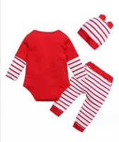 Conjunto de Ropa Navideña de 3 Piezas para Bebés Recién Nacidas: Mameluco con la Frase "Mi Primera Navidad", Pantalones con Lentejuelas de Reno y Gorro