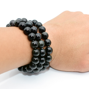 All'ingrosso braccialetto di ossidiana nero naturale per le donne e gli uomini rotondi 4/6/8/10/12/14/16mm <span class=keywords><strong>perline</strong></span> di pietra gioielli da sposa - Product Image 2