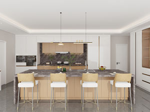 Meuble de cuisine moderne style européen, finition laquée brillante, construction en contreplaqué, crédence imperméable pour appartement - Product Image 5