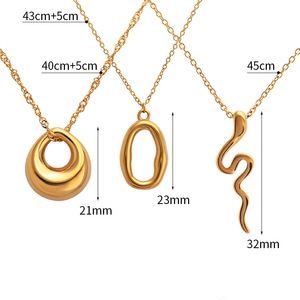 Collier Pendentif Tendance en Acier Inoxydable, Géométrique Irrégulier Poli, Anneau Circulaire, Pendentif Serpent - Product Image 2