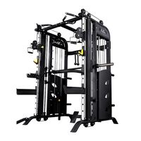 Máquina Smith Comercial, Entrenador Funcional Integrado con Power Rack, Carga por Pin, Polea Doble Ajustable, Lat Pulldown, Remo Bajo para Gimnasio