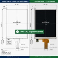 Modul LCD TFT IPS TMK 8.0 Inci 800x1280 Kecerahan Tinggi 800 Nits 39 PIN Antarmuka MIPI ILI9881C-05 Layar Industri Kelas A