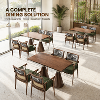 Ensemble de table et de chaises de restaurant au design minimaliste, robuste, durable et confortable, avec plateau en bois massif pour hôtel, banquet