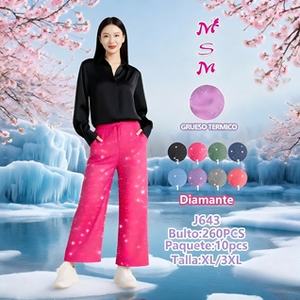 J643 Pantaloni Larghi da Donna a Vita Alta, Lunghezza alla Caviglia, in Raso Stampato a Pois, Vestibilità Ampia, Casual Estivi con Tasche e Coulisse - Product Image 3