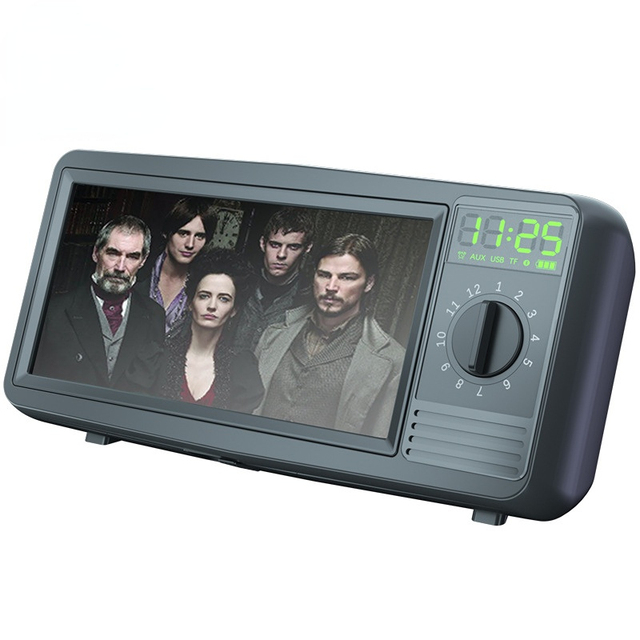 Retro TV Alarm Clock Magnetic Charger Station Adjustment bluetooth Speaker Wireless Charger 4 in 1