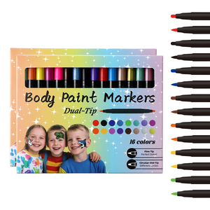 Vente en gros de nouveaux stylos de peinture <span class=keywords><strong>acrylique</strong></span> de couleur 16 couleurs, peinture pour le visage et le corps lavable <span class=keywords><strong>à</strong></span> base d'eau non toxique - Product Image 1