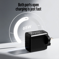 Cargador Superrápido Multipuerto USB Tipo-C GaN de 65W Shenzhen Lvxiangyuan, Enchufe del Reino Unido, Certificación CE y UKCA, Compatible con Varios Dispositivos Samsung