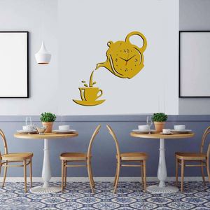 3D DIY Teapot Shape <b>Wall</b> <b>Clock</b> Acrylic Mirror <b>Clock</b> Modern Kitchen Home <b>Decor</b> <b>Wall</b> Sticker Hollow Digital <b>Clock</b> - Product Image 4