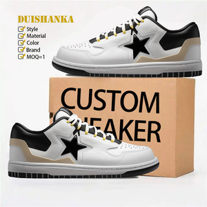 Bapesta-zapatillas de deporte informales para hombre, zapatos bajos personalizados de Skateboard con logotipo Diy, de cuero genuino, originales, fabricantes de zapatos en blanco - Product Image 1
