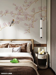 Papel Tapiz Mural <span class=keywords><strong>3D</strong></span> de Alta Calidad Personalizado con Diseño en Relieve, Pintado a Mano con Motivos Florales y de Aves para Decoración del Hogar - Product Image 3