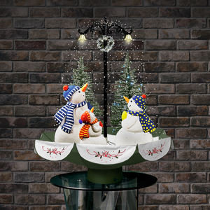 Adorno navideño con luz de nieve, conjunto de árbol de Navidad, decoración del hogar, trío nevando, figuras de muñeco de nieve con base de paraguas - Product Image 2