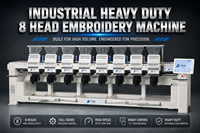 Nouvelle machine à broder industrielle informatisée à 8 têtes, 12-20 aiguilles, 1200 tr/min, avec dispositifs optionnels (paillettes/cordons/perles)