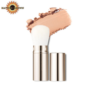 Cheveux naturels en poudre rétractable de qualité pour le maquillage du visage manche en métal utilisé pour la brosse de bronzage de fond de teint