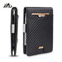 Grosir dompet pria pemblokir RFID kustom pemegang kartu kredit kulit ramping sederhana pria