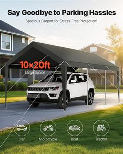 Cobertizo Portátil de Acero Galvanizado de 10x20 Pies con Protección UV, Techo Resistente e Impermeable <span class=keywords><strong>para</strong></span> Almacenamiento de Autos, Barcos y Motocicletas - Product Image 1