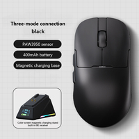 Apex Mouse Gaming tanpa kabel, tri-mode PixArt 3950 ringan dengan dasar pengisian daya untuk game menembak