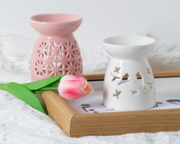 Brûleur de Cire Fondue Élégant pour Huile Essentielle, Diffuseur d'Huile en Céramique Creuse, Porte-Bougie Chauffe-Plat
