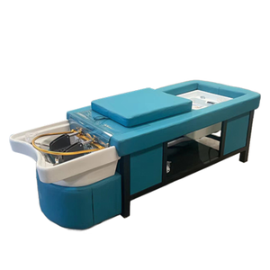 Salon de luxe <span class=keywords><strong>bleu</strong></span> tête électrique Spa Circulation de l'eau lavage des cheveux Table de Massage pédicure shampooing lit - Product Image 1