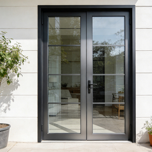 Puerta de Entrada de Aleación de Aluminio con Aislamiento Térmico y Resistencia a Huracanes, Puerta Francesa Abatible con Doble Vidrio para Villa - Product Image 1